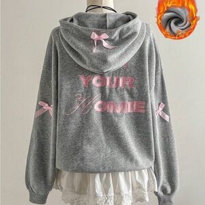 Bows! Adorable NWTs hoodie ! Medium ! HUG YOUR HOMIE